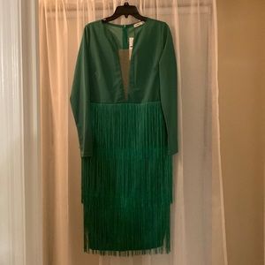 Green V Neck Dress
